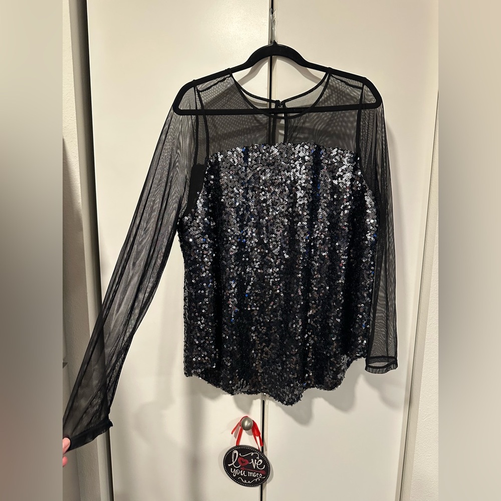 Torrid Black Sequin Mesh Top NWT Size 1 - Picture 8 of 13